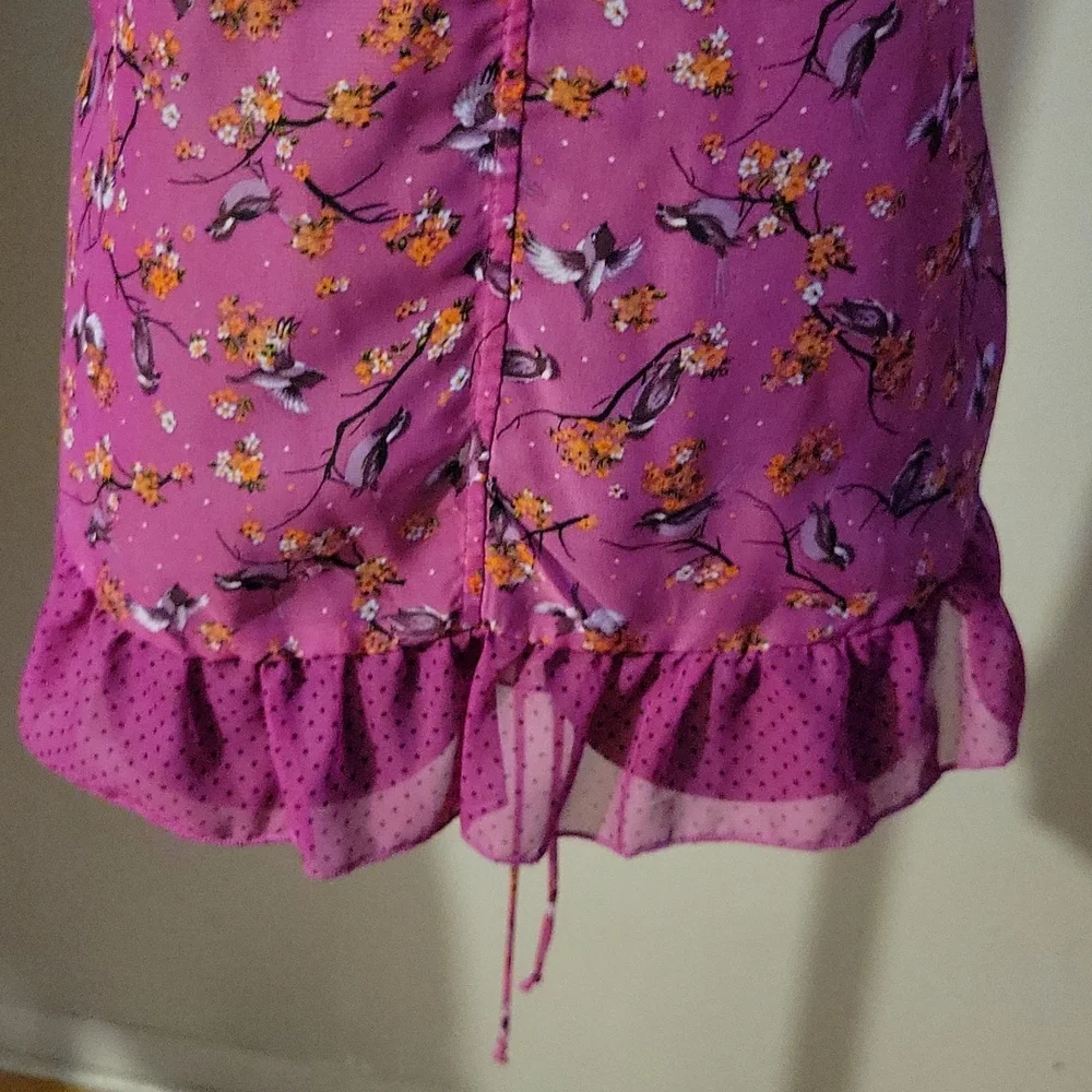 SOLD. Belle du Jour "Into the Woods" Semi-Sheer Tie-Waist Top - Picture 3 of 12